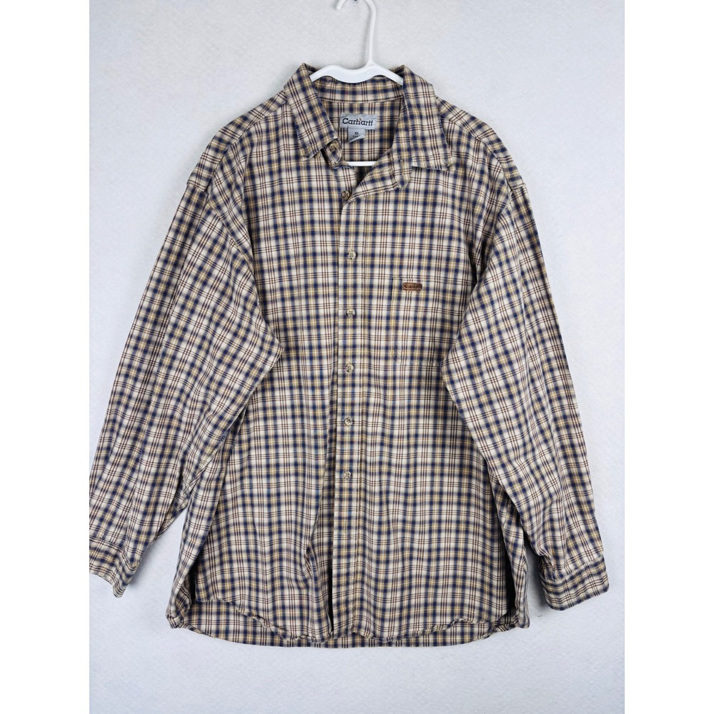 Carhartt Plaid Shirt XL Tall Cotton Workwear Casual Button Down Long Sleeve